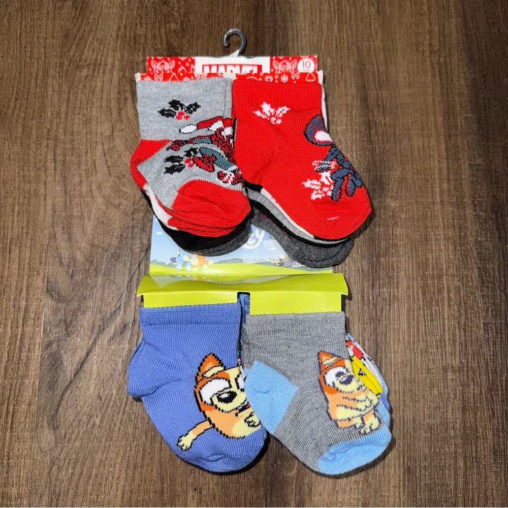Brand new! 20 Pair! Bluey & Spidey Baby Socks